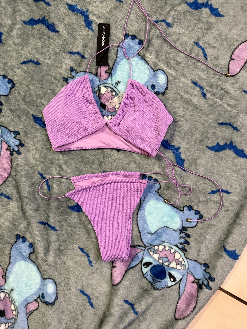 Fashion Nova Girls' Lavender Textured Two-Piece Bikini Set